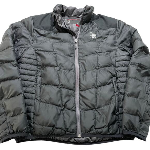 Mens Spyder Black Insulated Puffer Jacket size M Full Zip - Picture 1 of 11